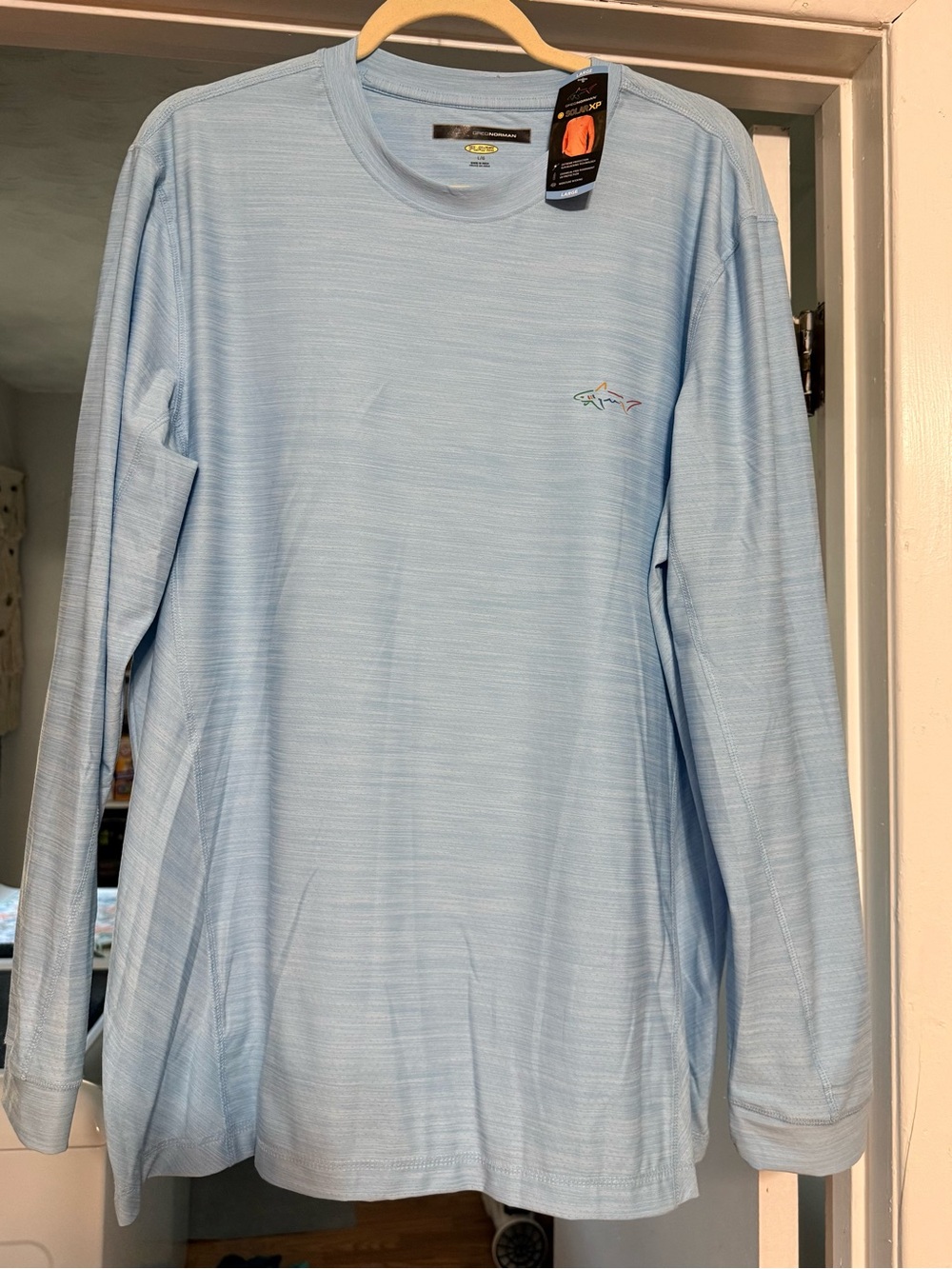 Greg Norman Collection Light Blue Long Sleeve Performance Tee